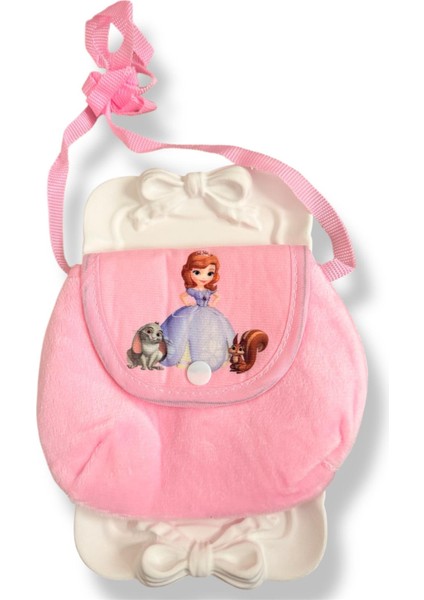 Sofia Çizgi Karakter Figürlü Pembe Renk Çocuk Çanta Cüzdn Bağlamalı
