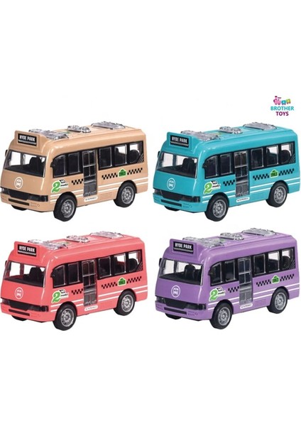 Otobüs Sürtmeli Renkli Kapıları Açılan Oyuncak Otobus 1 Adet 12 Cm.