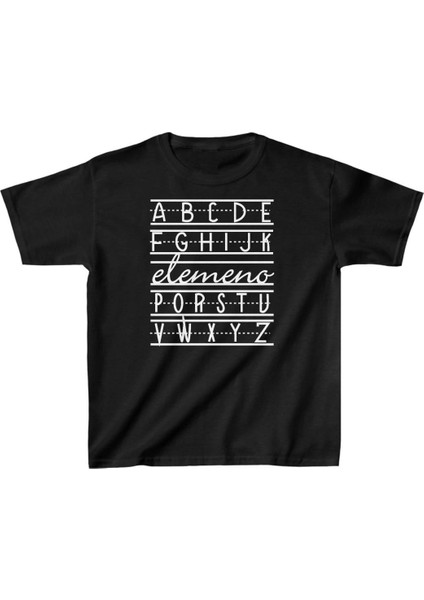 Unisex Çocuk Baskılı T-Shirt - Siyah -Vlmr