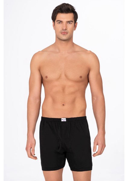 Erkek Pamuklu Penye Paçalı Boxer 3'lü Paket – Rahat & Dayanıklı | Siyah K0043 modelleri