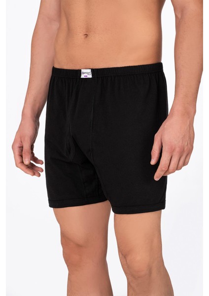 Erkek Pamuklu Penye Paçalı Boxer 3'lü Paket – Rahat & Dayanıklı | Siyah K0043