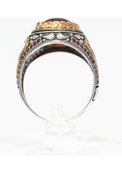 Osmanlı Motifli Kırmızı Akik Taşlı 925 Ayar Gümüş Erkek Yüzük – El Işçiliği ve Asaletin Buluşması indirimleri