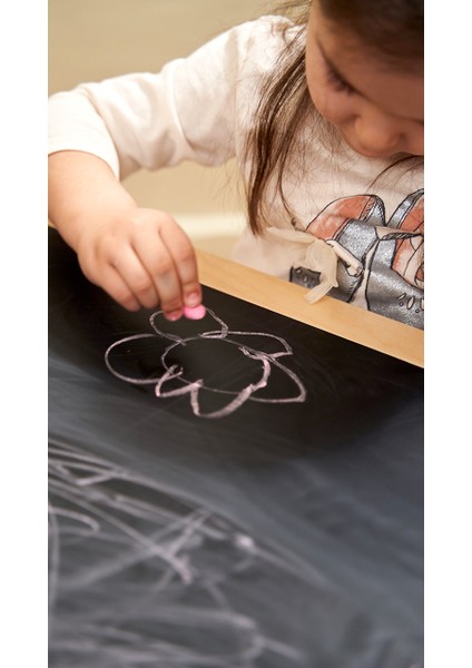 Montessori Ahşap Huş Aktivite Masası 2 Sepet Beyaz/kara Tahtalı Rulo Kişiselleştirilebilir 2-6 Yaş +1 Sandalye