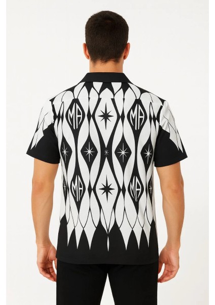 Erkek Iki Iplik Kumaş Dijital Baskılı Gömlek - Siyah -Vlmr fiyatları