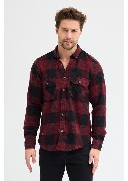 Erkek Rahat Kesim Ekose Oduncu Flanel Gömlek - Kalın %100 Pamuk Çift Cep Kışlık