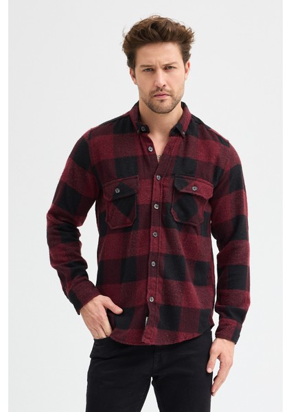 Erkek Rahat Kesim Ekose Oduncu Flanel Gömlek - Kalın %100 Pamuk Çift Cep Kışlık fiyatları