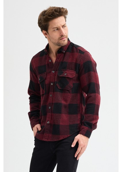 Erkek Rahat Kesim Ekose Oduncu Flanel Gömlek - Kalın %100 Pamuk Çift Cep Kışlık modelleri