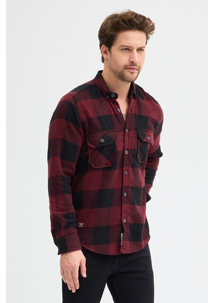 Erkek Rahat Kesim Ekose Oduncu Flanel Gömlek - Kalın %100 Pamuk Çift Cep Kışlık fırsatları