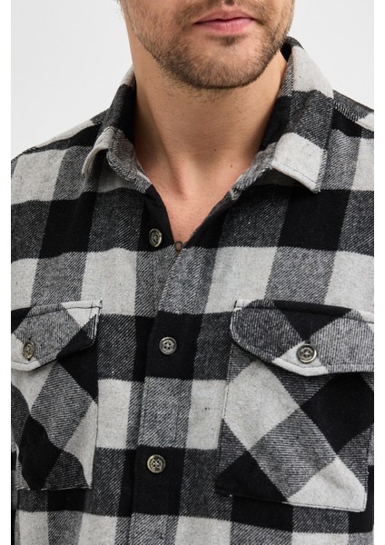 Erkek Rahat Kesim Ekose Oduncu Flanel Gömlek - Kalın %100 Pamuk Çift Cep Kışlık indirimleri