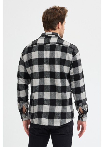 Erkek Rahat Kesim Ekose Oduncu Flanel Gömlek - Kalın %100 Pamuk Çift Cep Kışlık