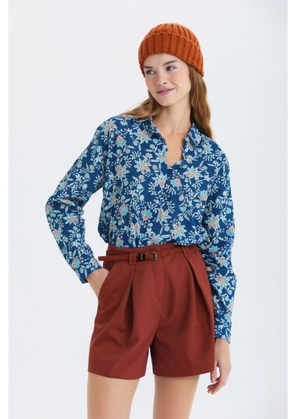 Pensli Kemerli Kışlık Şort Kiremit modelleri