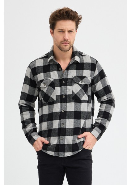 Erkek Rahat Kesim Ekose Oduncu Flanel Gömlek - Kalın %100 Pamuk Çift Cep Kışlık fiyatları