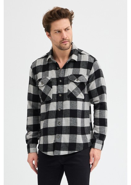 Erkek Rahat Kesim Ekose Oduncu Flanel Gömlek - Kalın %100 Pamuk Çift Cep Kışlık modelleri