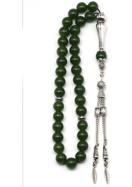 Sertifikalı Tayvan Yeşim Doğal Taş Tesbih 8 mm 33'lü Yuvarlak Kesim fiyatları