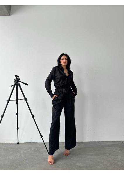 Gömlek & Pantolon Saten Ikili Takım