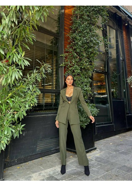 Çizgili Ceket & Pantolon Ikili Takım