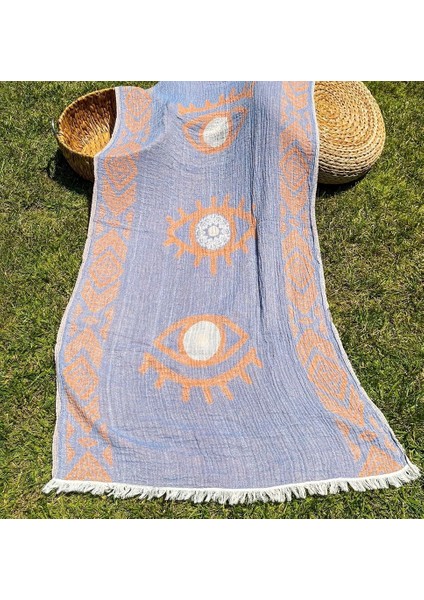 90X180 Çift Taraflı 3 Kat Müslin Göz Desenli Kilim Motifli P fiyatları