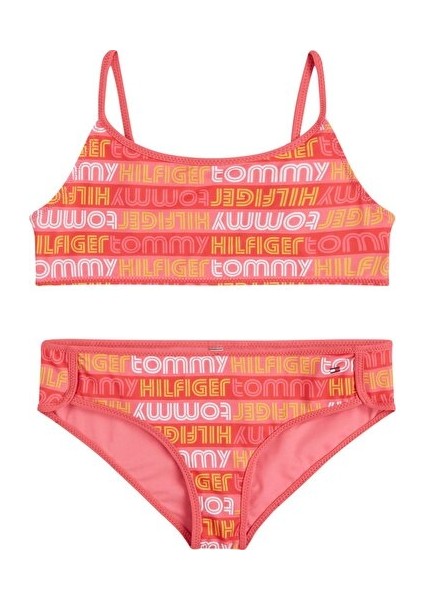 Kız Çocuk Logo Desenli - Lazer Pembe Bralet