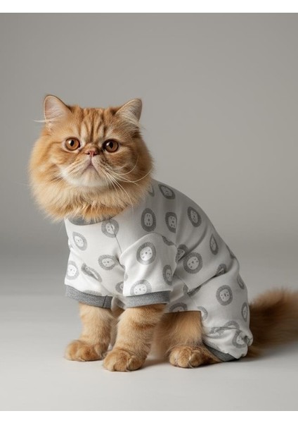Soft Lion Kedi Tulumu | Pamuklu Penye Kedi Kıyafeti | Küçük Irklar Için | Tüy Dökülmesini Azaltır