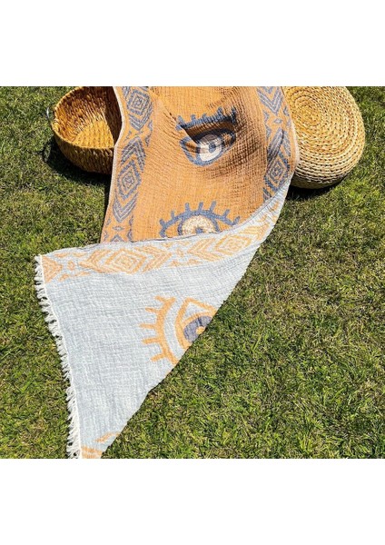 90X180 Çift Taraflı 3 Kat Müslin Göz Desenli Kilim Motifli P fiyatları