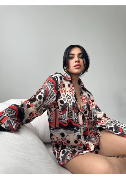 Desenli Oversize Gömlek