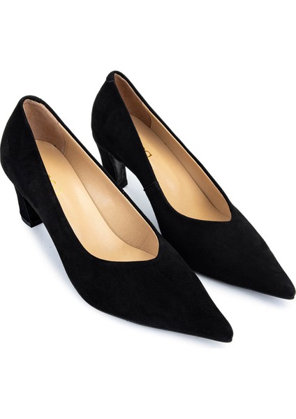 Kadın Hakiki Deri Siyah Süet Topuklu Ayakkabı 594 6308 Bn Ayk SK25-26 Sıyah Suet fiyatları