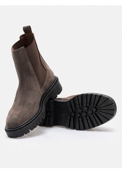 Vizon Hakiki Süet Deri Lastikli Chelsea Kadın Bot modelleri