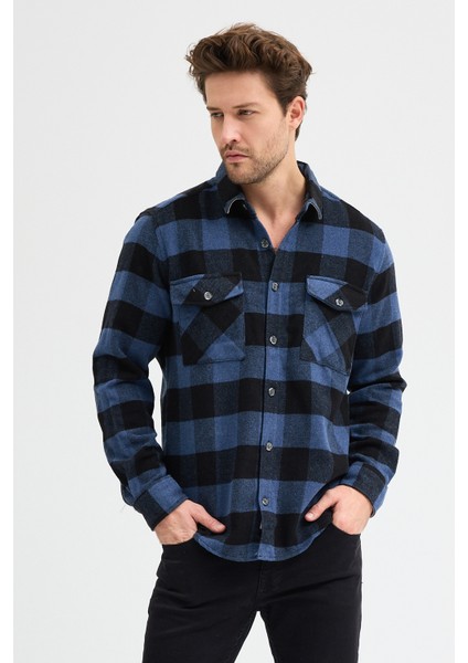 Erkek Rahat Kesim Ekose Oduncu Flanel Gömlek - Kalın %100 Pamuk Çift Cep Kışlık fiyatları