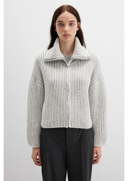 Kadın Fermuarlı Triko Antique White Stripe 1710806-86426 fiyatları