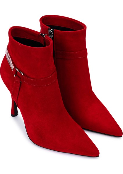 Kadın Hakiki Deri Kırmızı Süet Topuklu Bot 594 5417 Bn Bot SK25-26 Krmz Mts Suet fiyatları