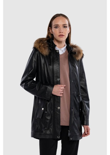 Kadın Hakiki Deri Siyah Deri Deri Mont 847 747-1 Byn Derımont SK25-26 Sıyah Dr