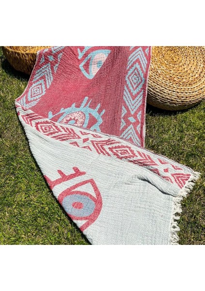 90X180 Çift Taraflı 3 Kat Müslin Göz Desenli Kilim Motifli P fiyatları