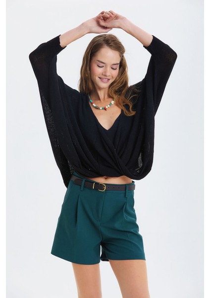 Pensli Kemerli Kışlık Şort Yeşil