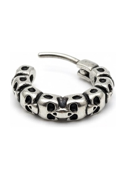 Vintage Tek Şerit Kurukafalı Gotik Geçirmeli Halka Küpe