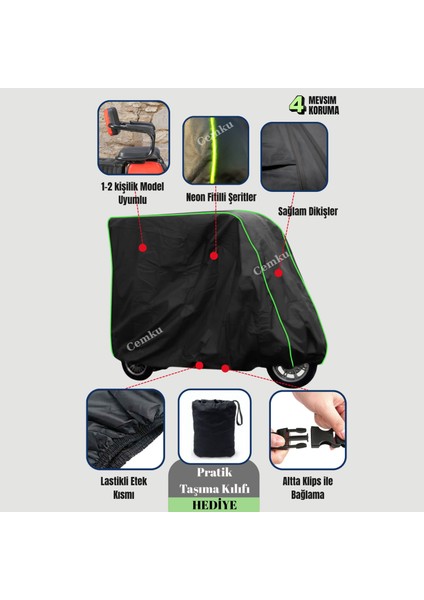 Fitilli Siyah Kabinli Tek Koltuk Moped Brandası, 3 Teker Kabin Brandası fiyatları