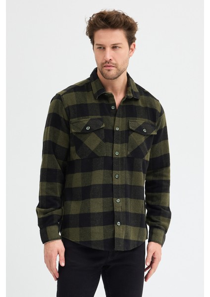 Erkek Rahat Kesim Ekose Oduncu Flanel Gömlek - Kalın %100 Pamuk Çift Cep Kışlık fiyatları