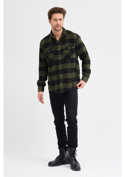 Erkek Rahat Kesim Ekose Oduncu Flanel Gömlek - Kalın %100 Pamuk Çift Cep Kışlık indirimleri