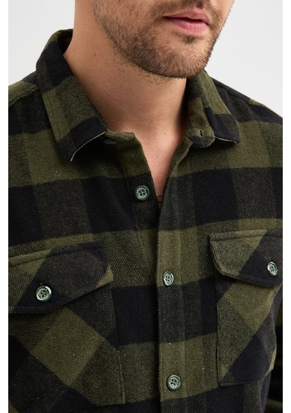 Erkek Rahat Kesim Ekose Oduncu Flanel Gömlek - Kalın %100 Pamuk Çift Cep Kışlık
