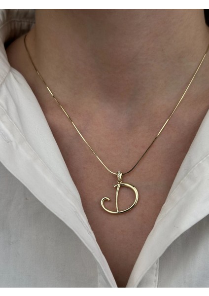 14 Ayar Altın D Harfi Kolye Ucu 591