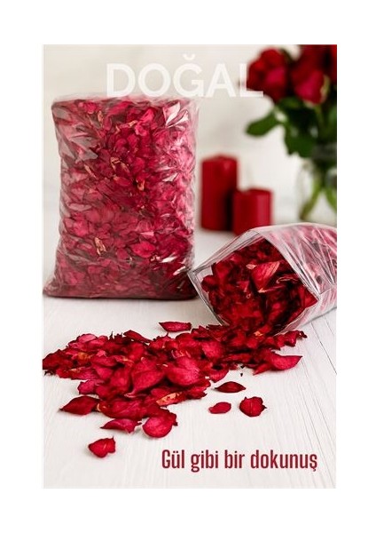 Doğal Kurutulmuş Gül Yaprakları – Dekoratif, Aromatik ve Romantik Kullanım Için 350G Paket