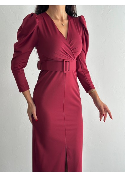 Ön Yırtmaç Detay Elbise