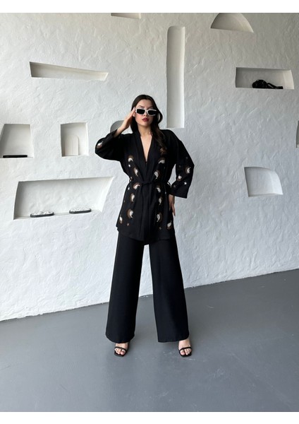 Nakış Işlemeli Kimono & Pantolon Ikili Takım fiyatları