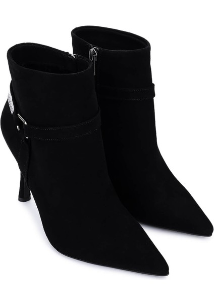 Kadın Hakiki Deri Siyah Süet Topuklu Bot 594 5417 Bn Bot SK25-26 Syh Mts Suet fiyatları