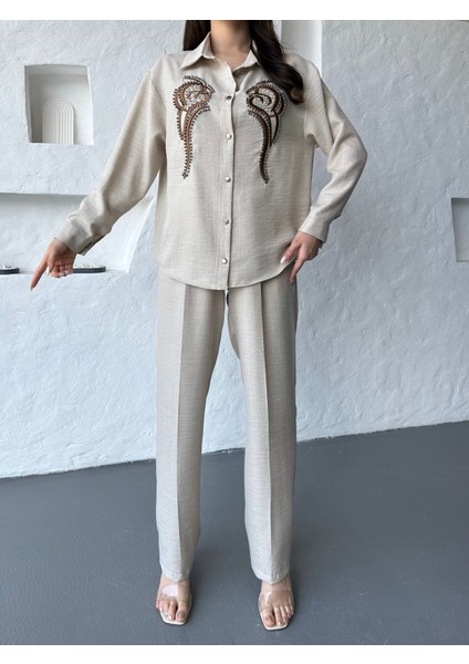 Işleme Detaylı Gömlek & Pantolon Keten Ikili Takım fiyatları