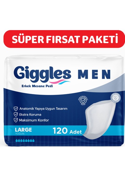 Yetişkin Erkek Mesane Pedi - L Beden - 6 Paket 120 Adet