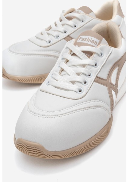 Bağcıklı Kadın Spor Ayakkabı ; Beyaz Nude modelleri