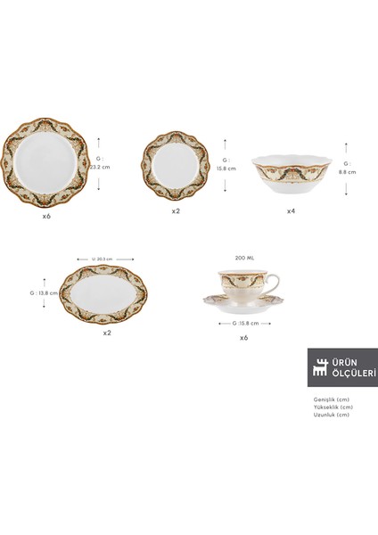 Forever Bone Orlando 26 Parça 6 Kişilik Kahvaltı Takımı fiyatları