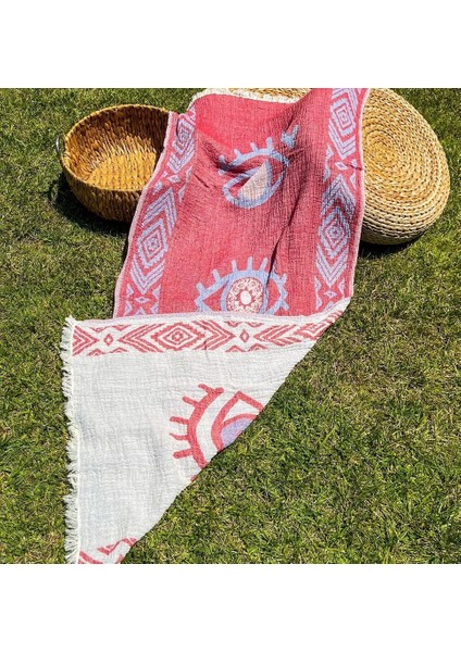 90X180 Çift Taraflı 3 Kat Müslin Göz Desenli Kilim Motifli P fiyatları