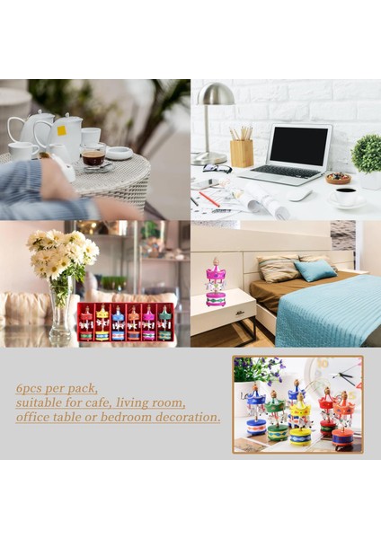 6’lı Ahşap Mini Atlıkarınca Süs Seti – Vintage Asılabilir Noel Ağacı ve Masa Dekoru, Renkli El Boyama Tasarım, Ev, Parti ve Hediye Için Dekoratif Aksesuar indirimleri