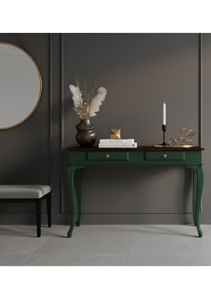 110 cm Masif Çekmeceli Lükens Yeşil Ceviz Dresuar